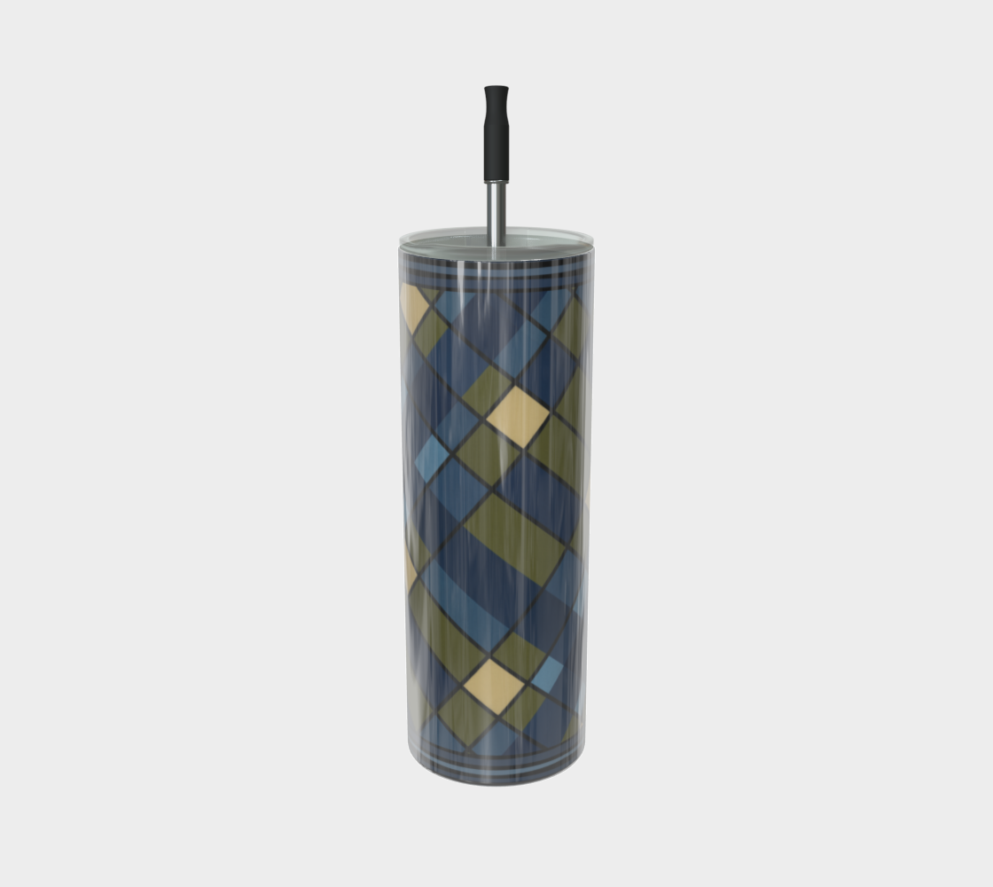 Blue Plaid Water Bottle