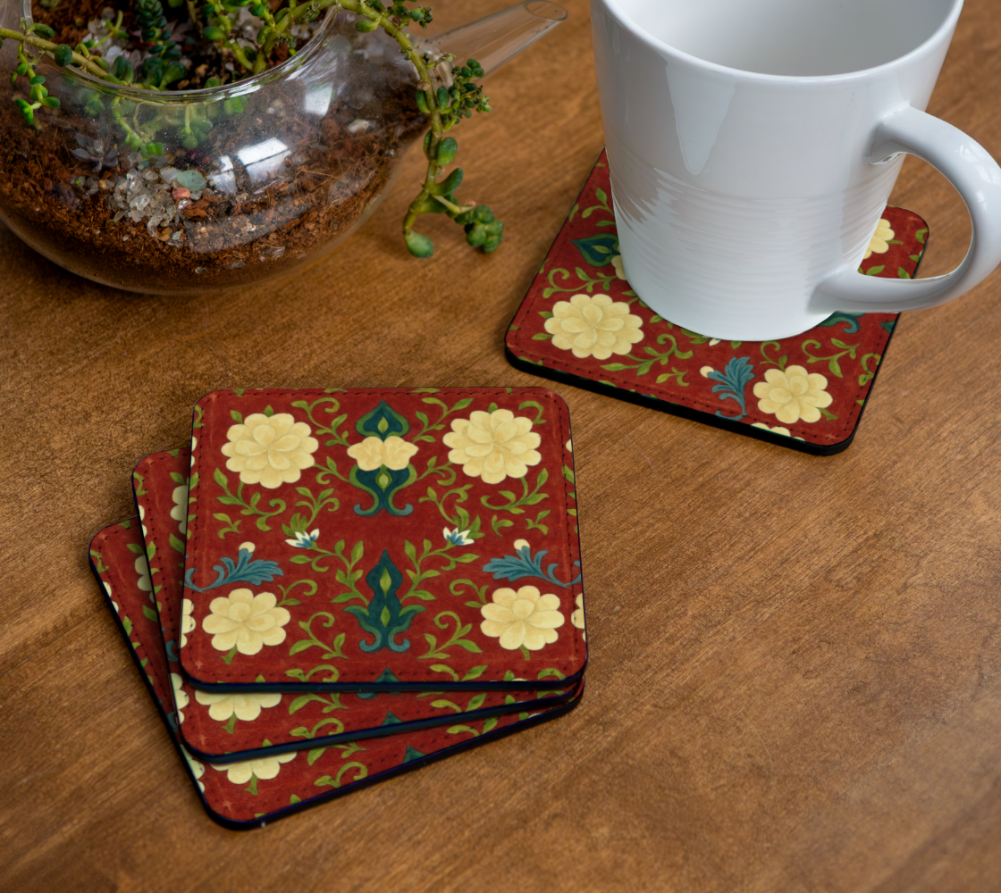 Imperial Peonies Cranberry Coaster