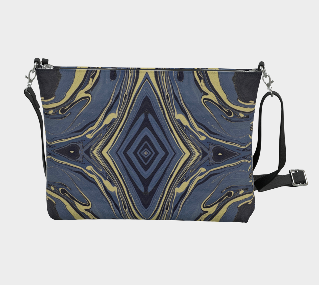 Mendocino Blues Diamond Vegan Leather Crossbody Purse