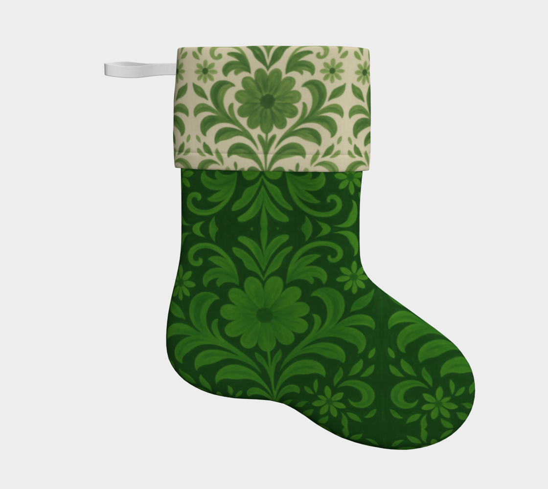 Petite Fleur Green Holiday Stocking