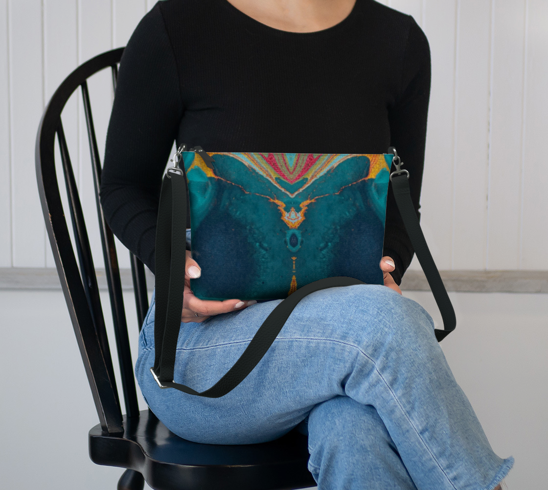Gilded Peacock Feather Crossbody Bag