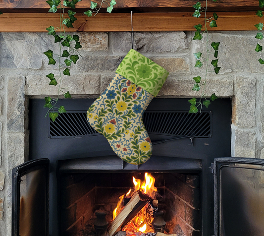 Jardin Provencale Goldenrod Green Holiday Stocking