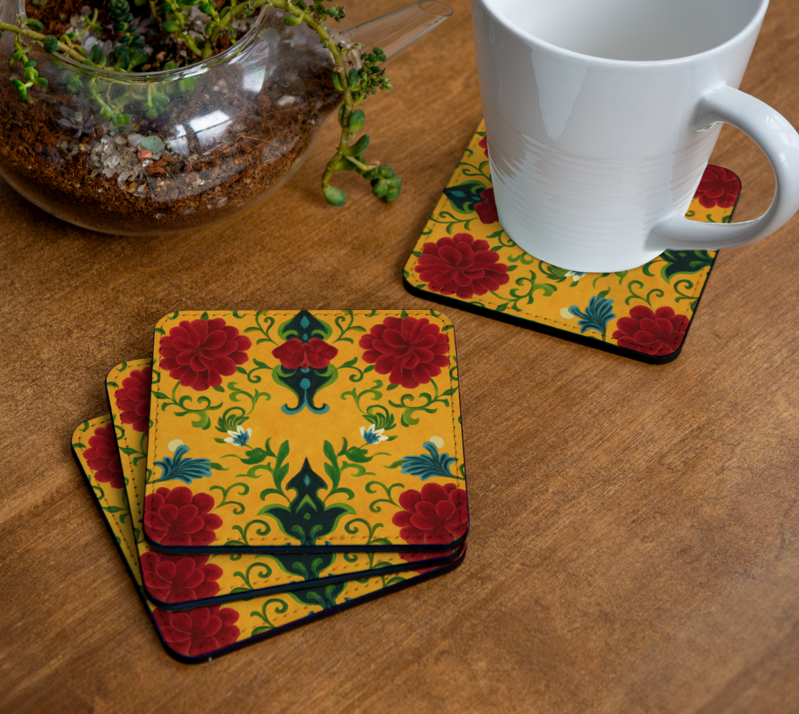 Marquesa Floral Golden Coasters