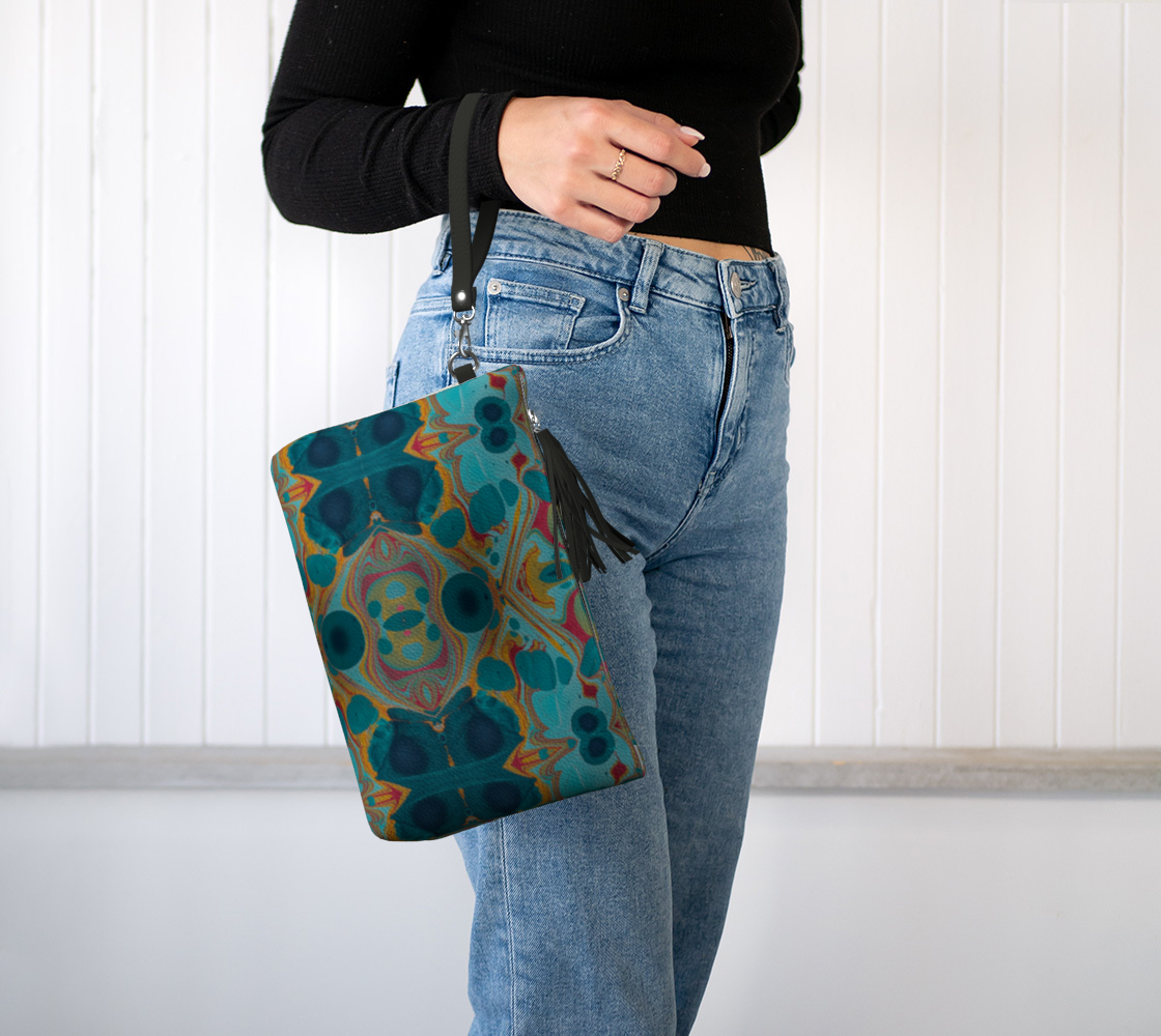Gilded Currents Butterfly Vegan Leather Clutch