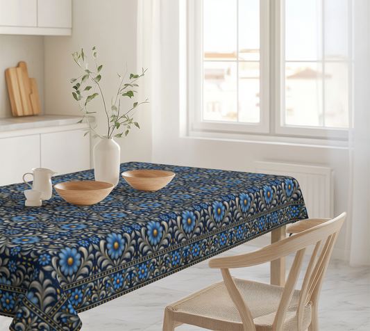 Gilded Navy Azure Bloom 60 x 90 tablecloth