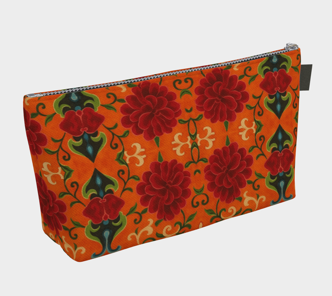 Imperial Peonies Tangerine Makeup Bag