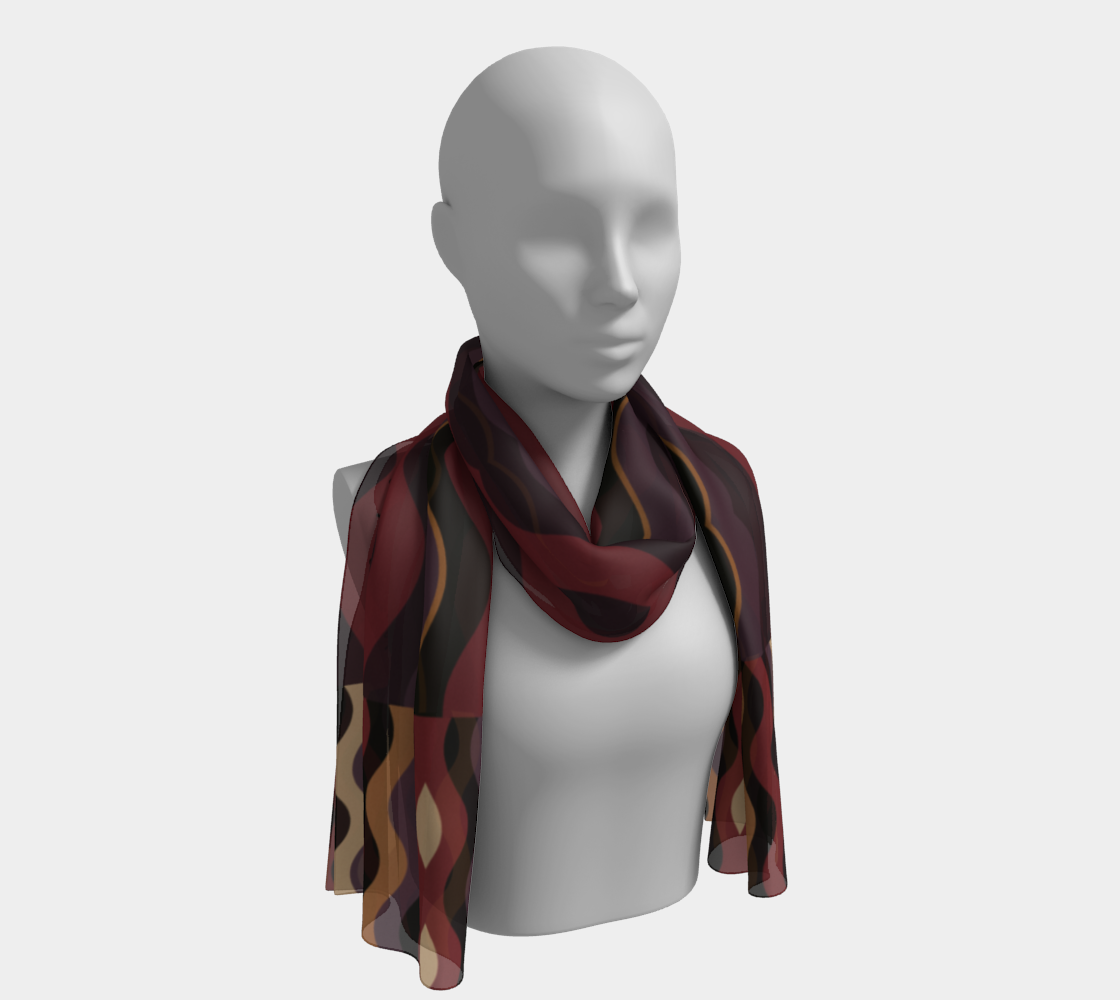 Burgundy Double Waves Silk Long Scarf