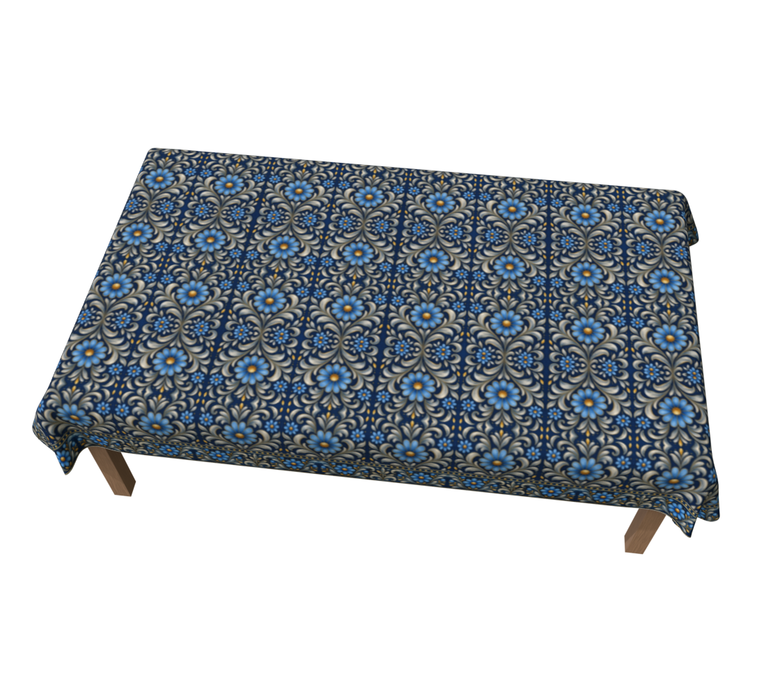 Gilded Navy Azure Bloom 60 x 90 tablecloth