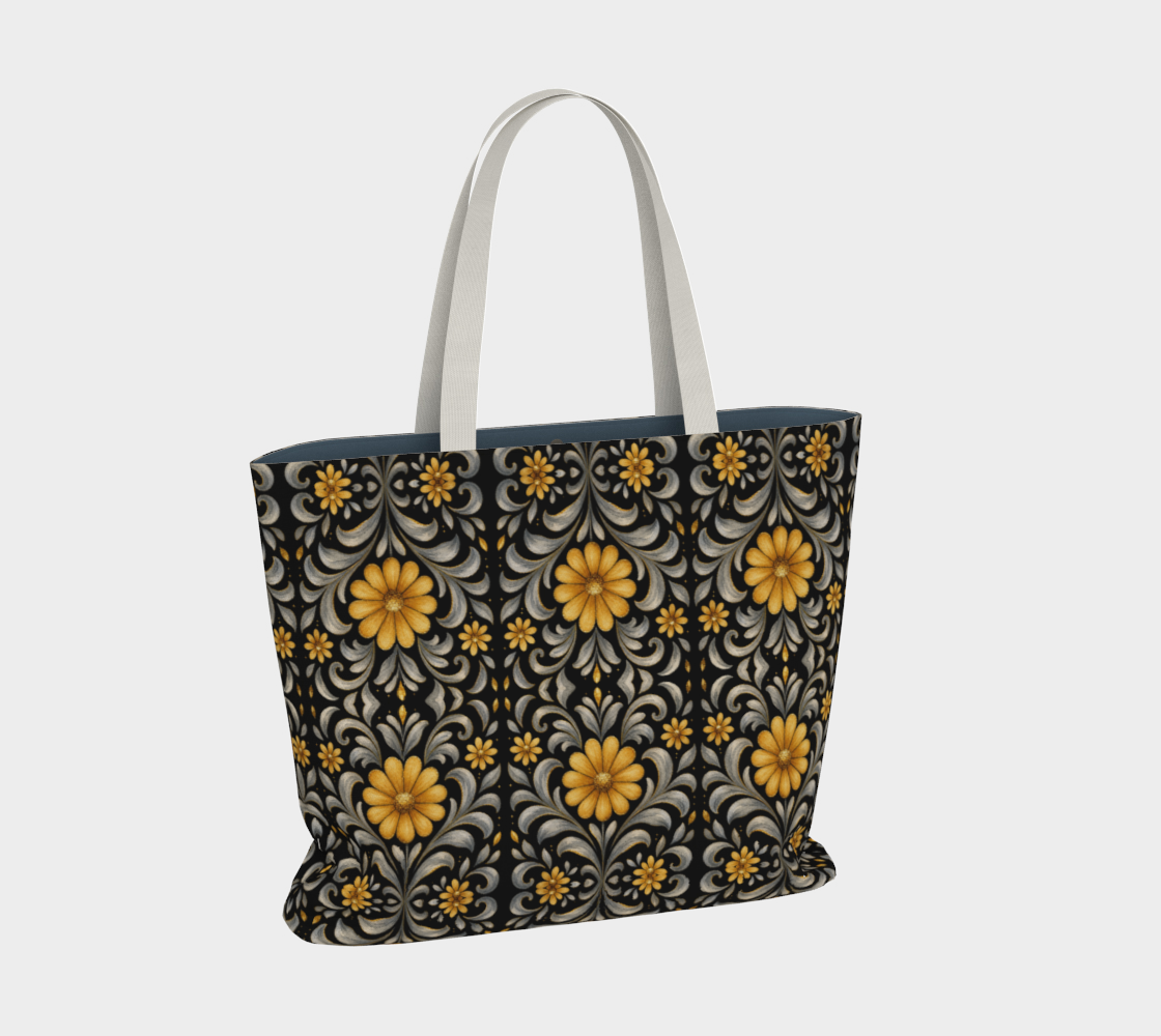 Midnight Silver Garden canvas tote bag final