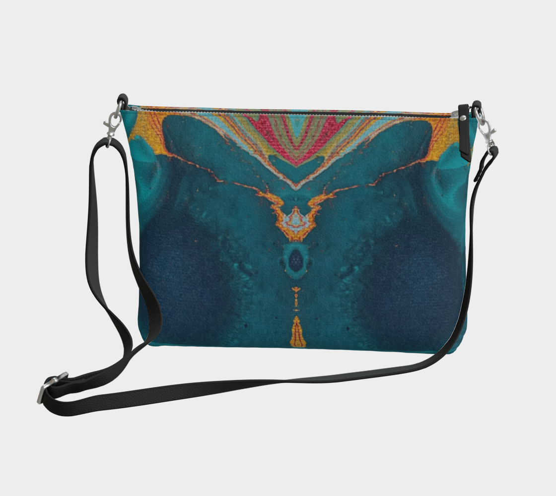 Gilded Peacock Feather Crossbody Bag