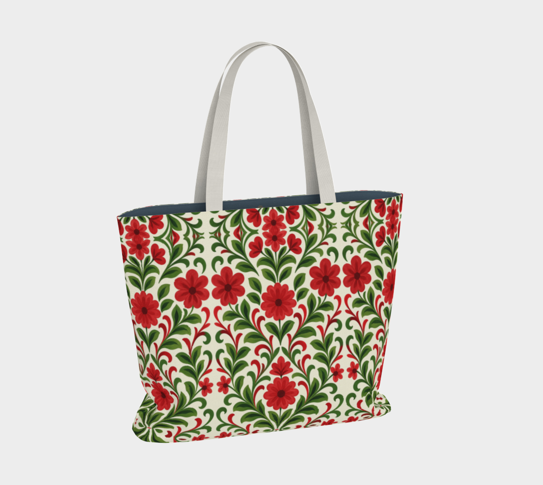 French Country Noel large canvas tote bag