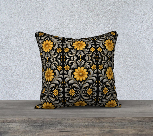 Midnight Silver Garden 18 x 18 pillow