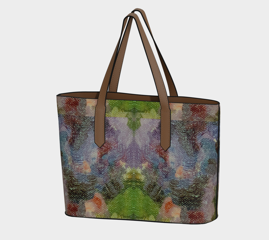Lilac Waterlilies Vegan Leather Tote Bag