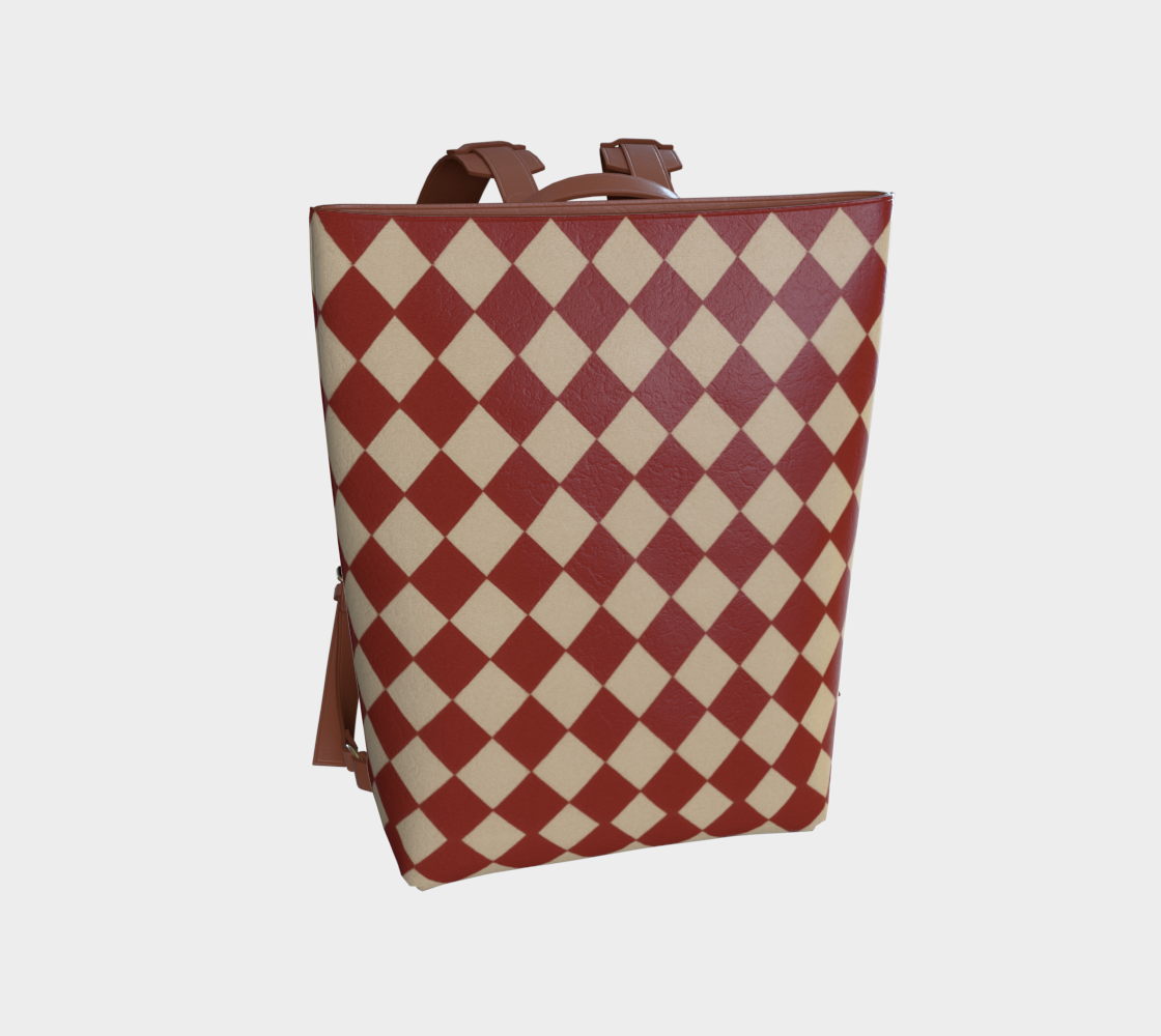 Cranberry Harlequin Vegan Leather Backpack