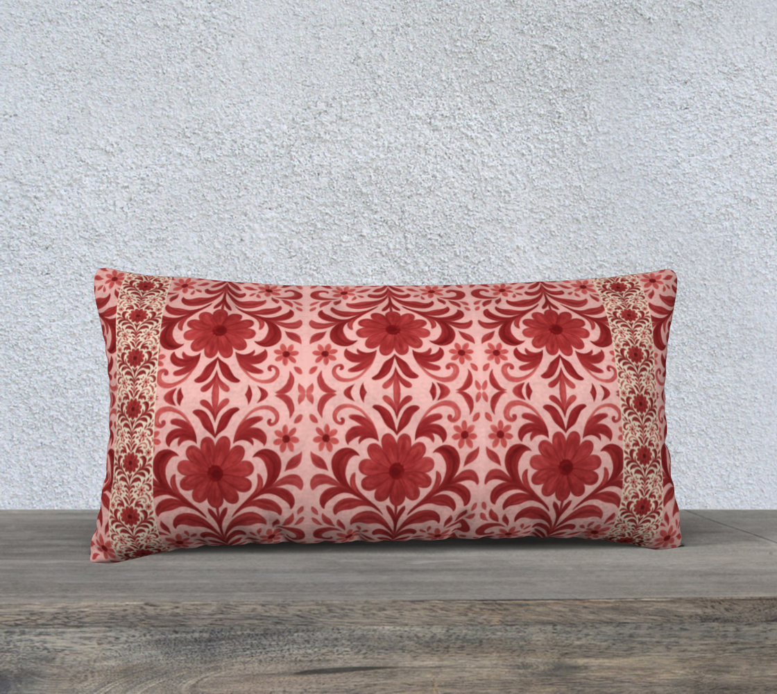 Petite Fleur Rouge 24 x 12 Banded Pillow