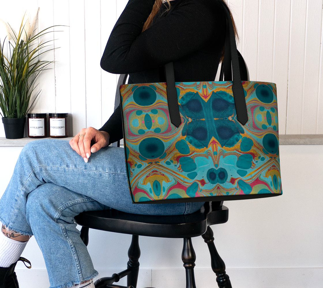 Gilded Currents Butterfly Vegan Leather Tote Bag