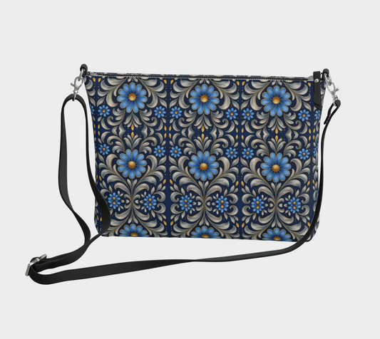 Gilded Navy Azure Bloom crossbody bag