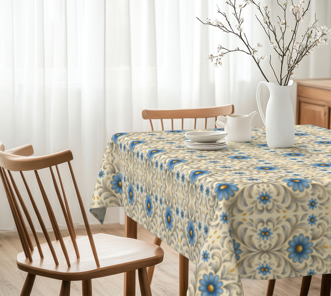 Gilded Azure Bloom 60 x 60 tablecloth