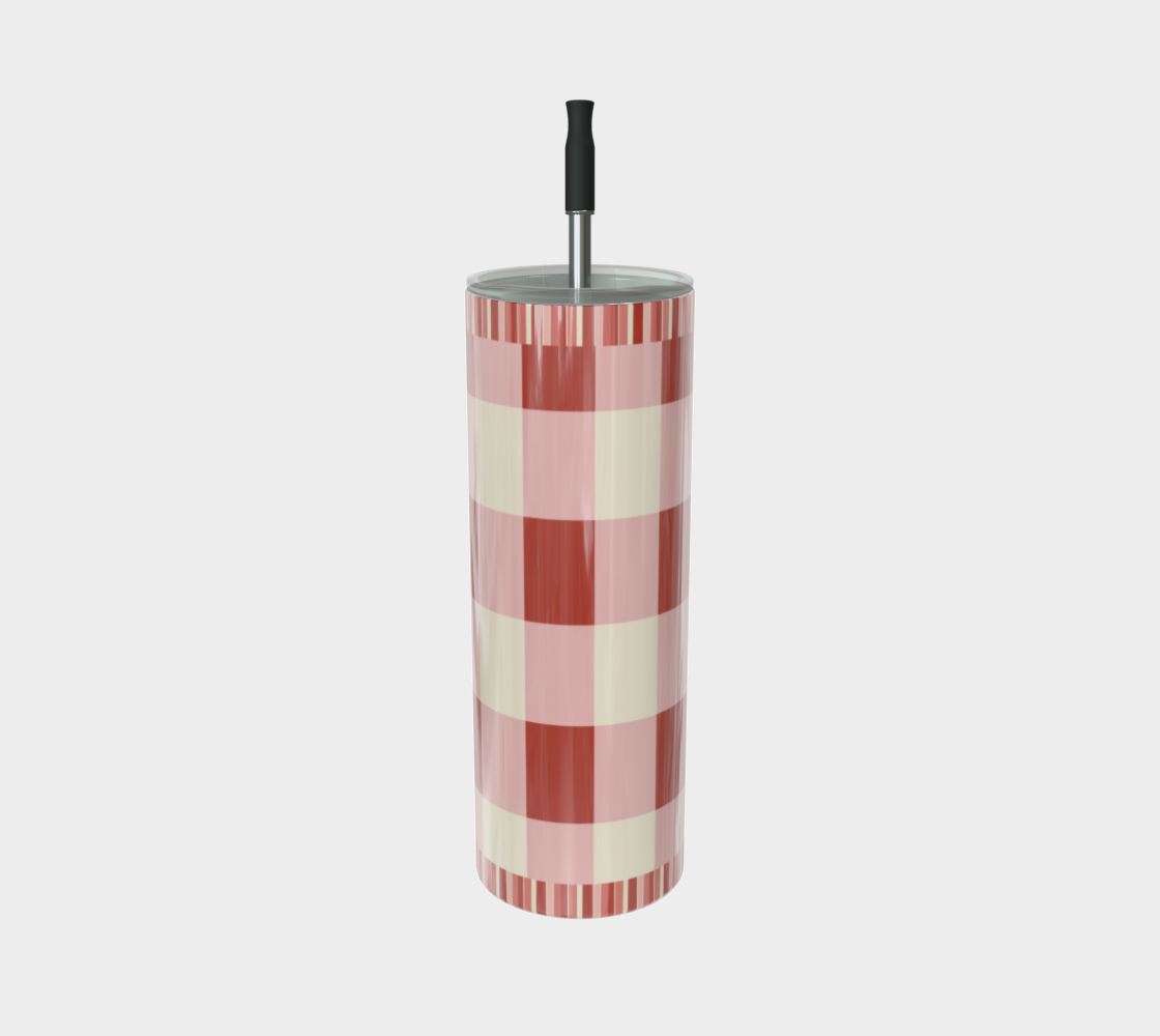 Red Gingham Water Bottle