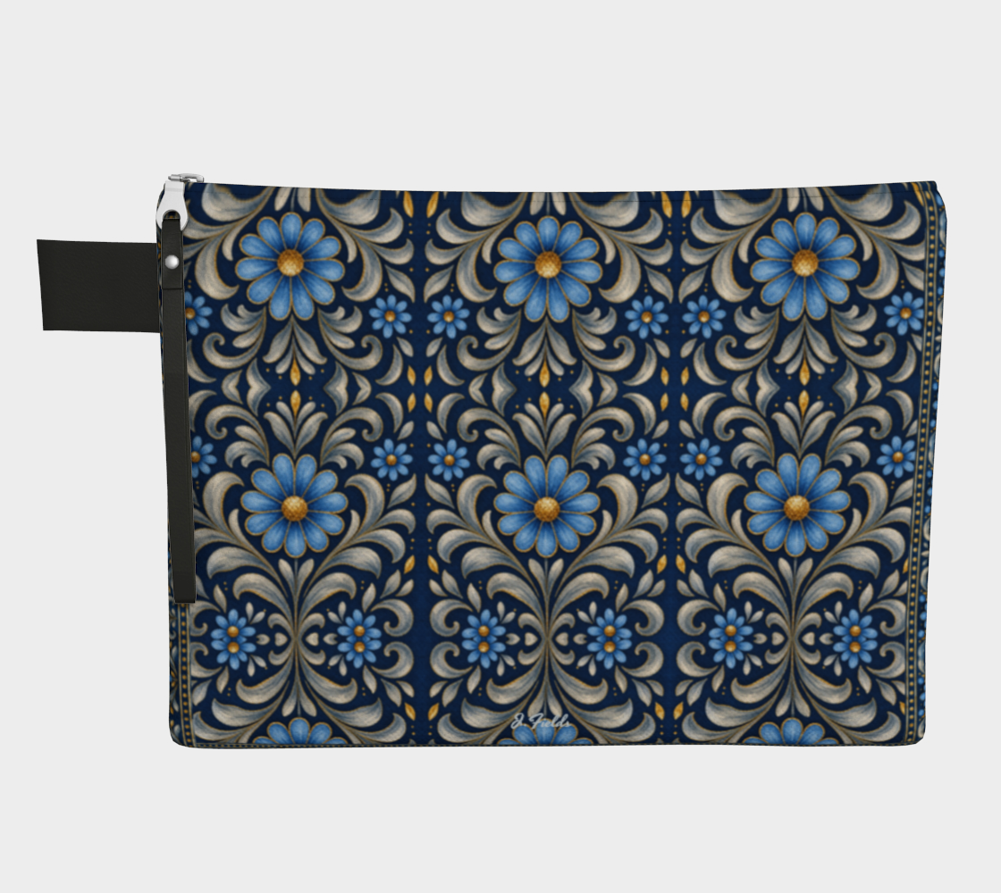 Gilded Navy Azure Bloom zipper carry all
