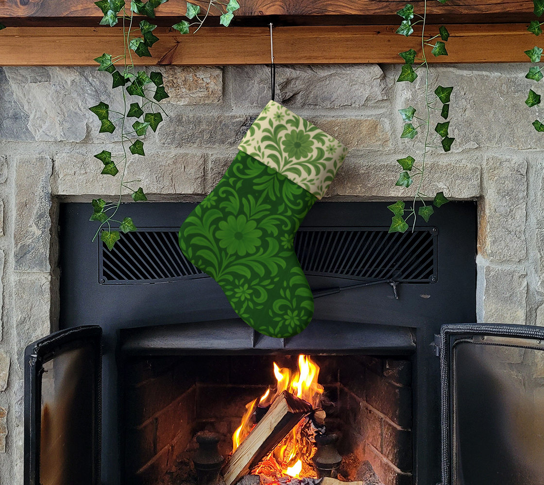 Petite Fleur Green Holiday Stocking