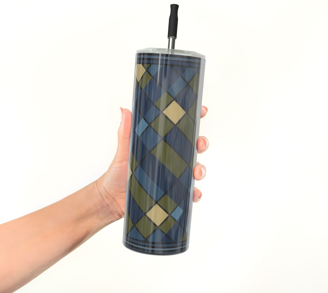 Blue Plaid Water Bottle