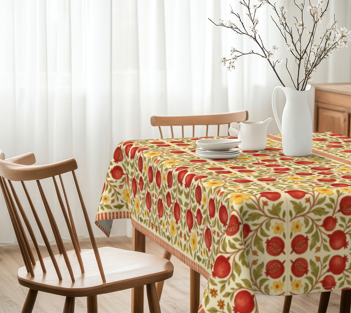 Autumn Pomegranates with Border 60 x 60 Tablecloth
