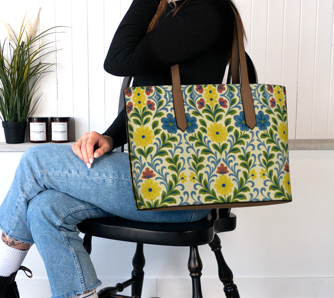 Jardin Provencale Goldenrod Vegan Leather Tote