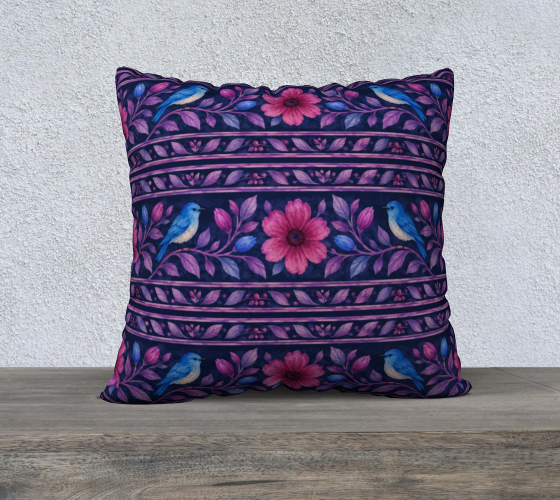 songbird bloom plum banded 22 x 22 pillow