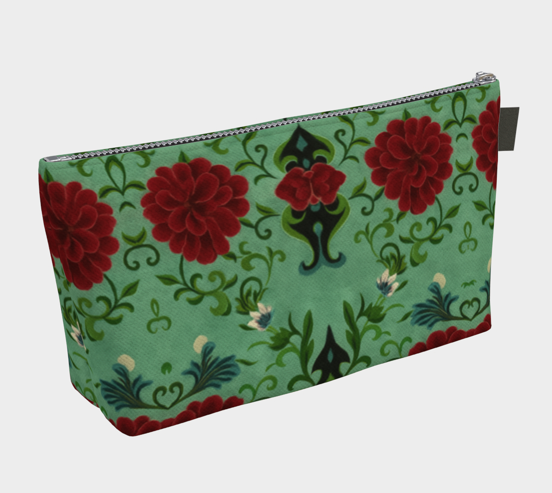 Imperial Peonies Mint Makeup Bag