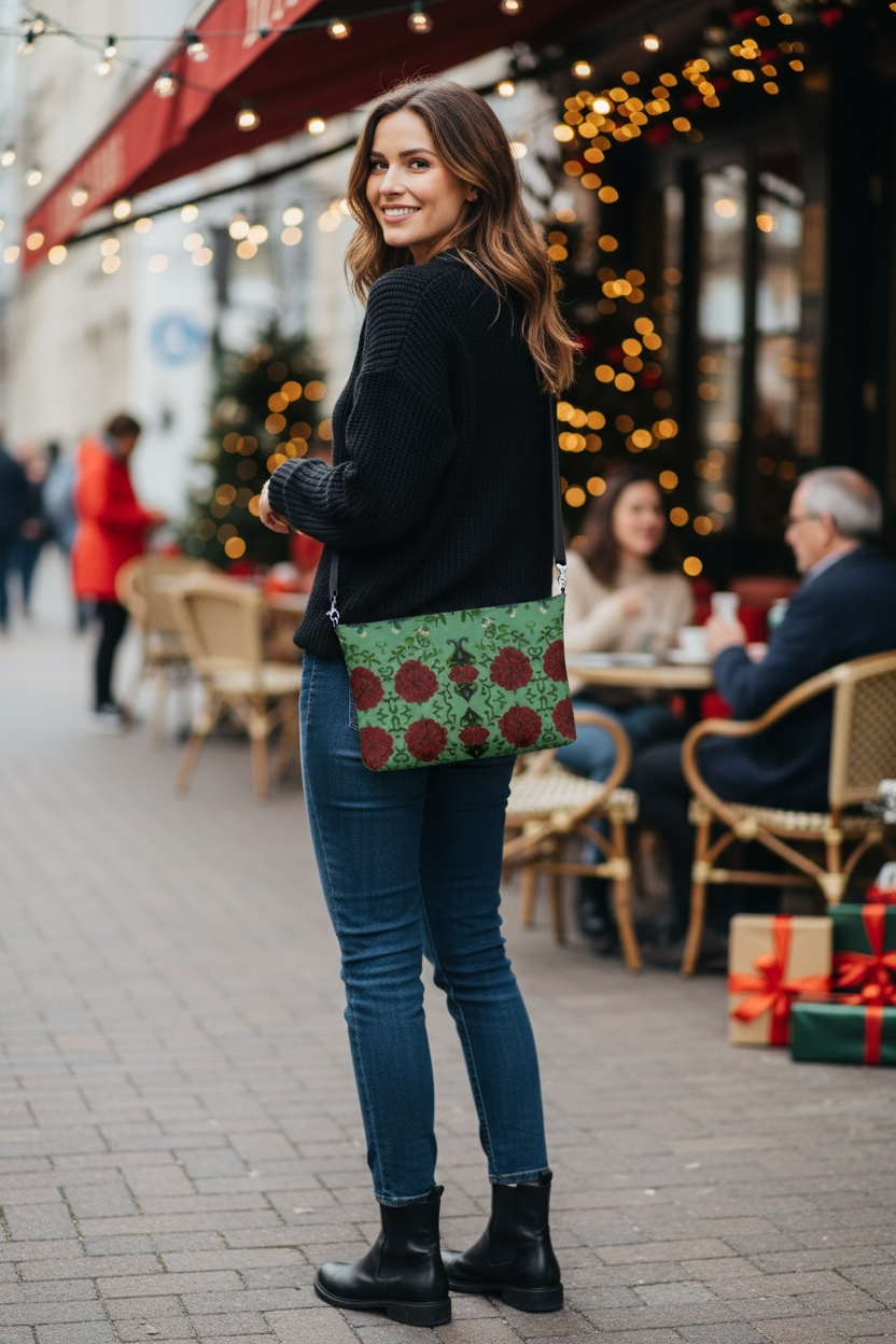 Imperial Peonies Mint Crossbody Purse