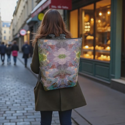 Lilac Waterlilies Vegan Leather Backpack