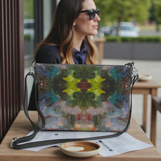Lilac Waterlilies Vegan Leather Crossbody Bag